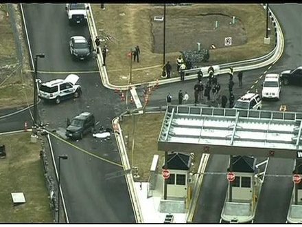 PHOTO: Aerial shot of police investigating