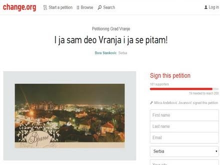 Screenshot peticije koja se može naći na FB-u