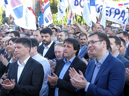 Aleksandar Vučić na predizbornom mitingu u Vranju; Foto: D. Ristić