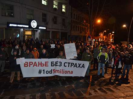 Sa protesta u Vranju. Foto: G.Mitić/OK Radio