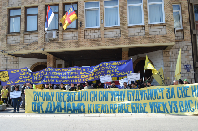 Protest fudbalera Dinama. April 2019.