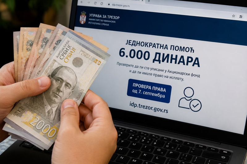 Šest hiljada dinara za građane: Provera i prijava počinju 7. septembra