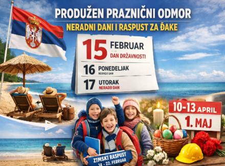 Produžen praznični odmor: Neradni dani za Dan državnosti i raspust za đake