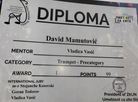 Mladi talenat iz OŠ „Dositej Obradović“ u Vranju osvojio prvo mesto na međunarodnom muzičkom takmičenju